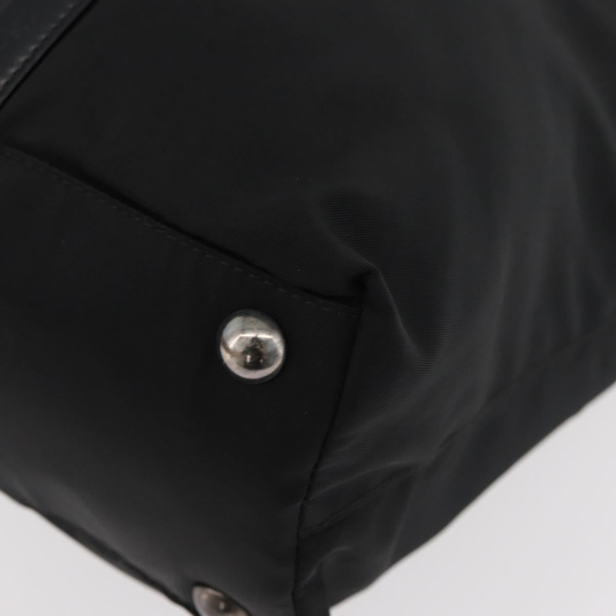 PRADA Hand Bag Nylon Leather 2way Black Silver Auth ka3854