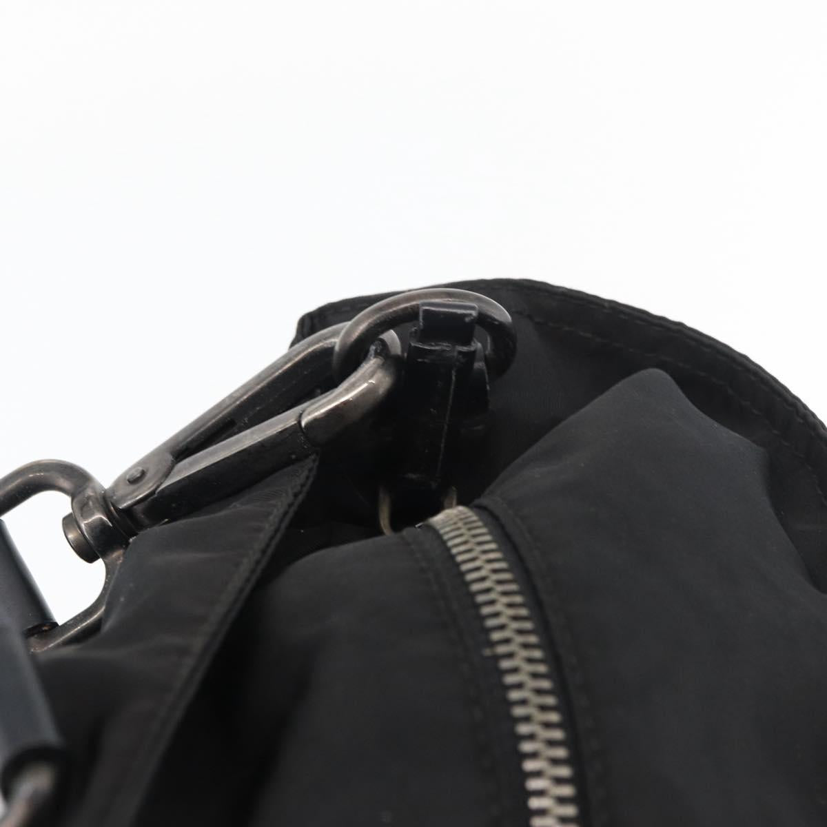 PRADA Hand Bag Nylon Leather 2way Black Silver Auth ka3854