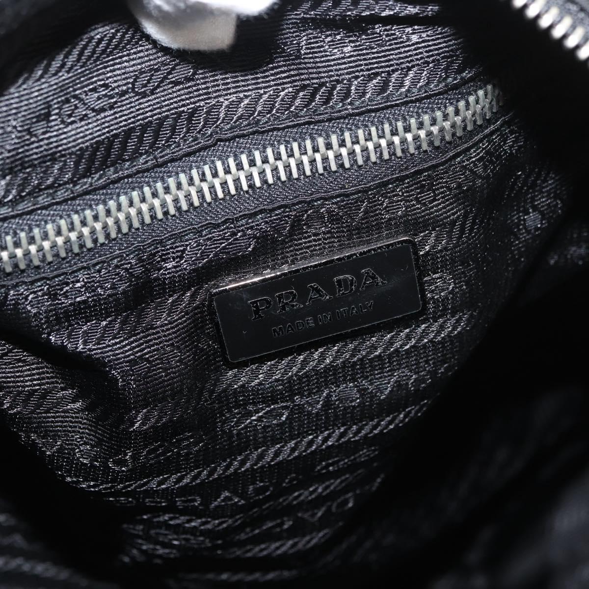 PRADA Hand Bag Nylon Leather 2way Black Silver Auth ka3854