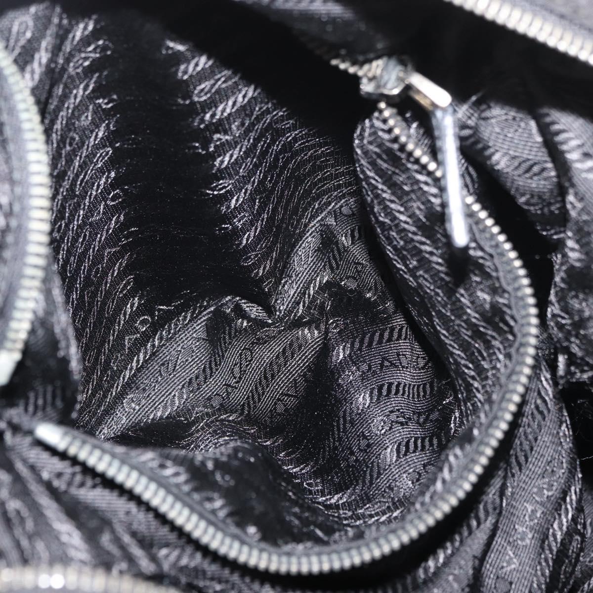 PRADA Hand Bag Nylon Leather 2way Black Silver Auth ka3854
