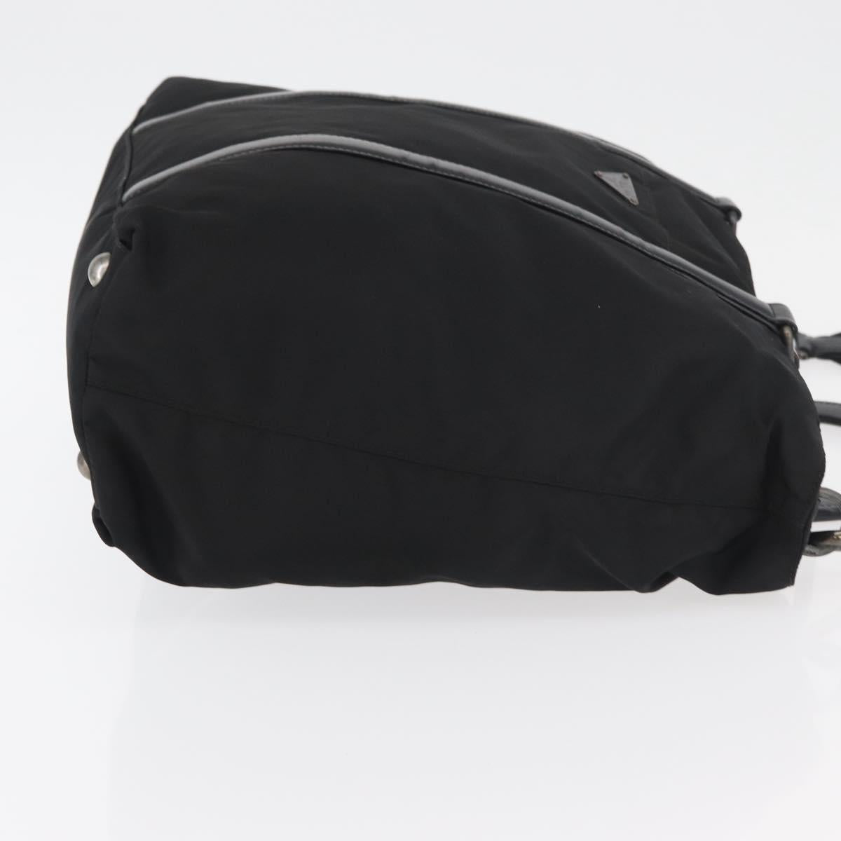 PRADA Hand Bag Nylon Leather 2way Black Silver Auth ka3854