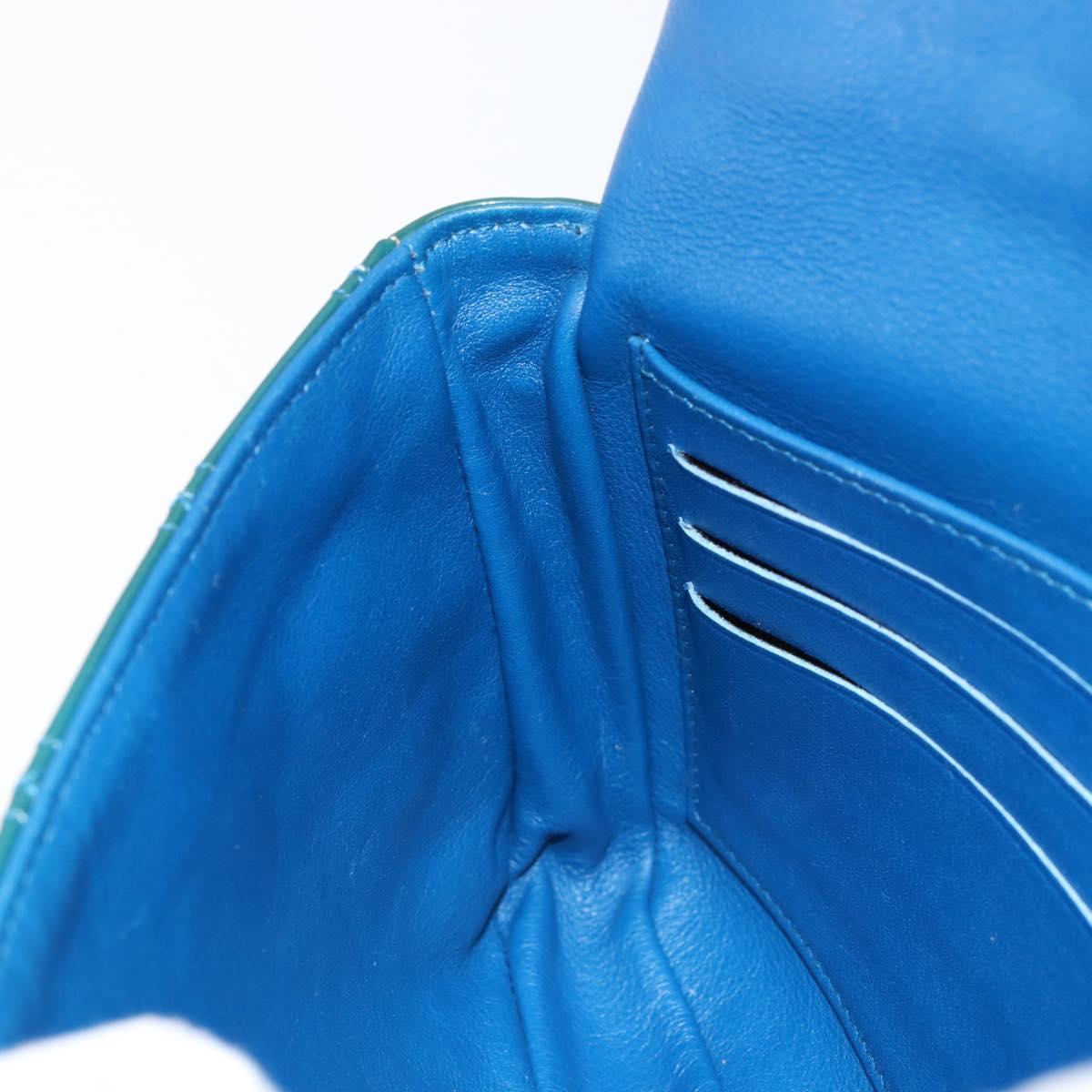 Christian Dior Canage Chain Shoulder Bag Patent leather Blue Silver Auth ka386