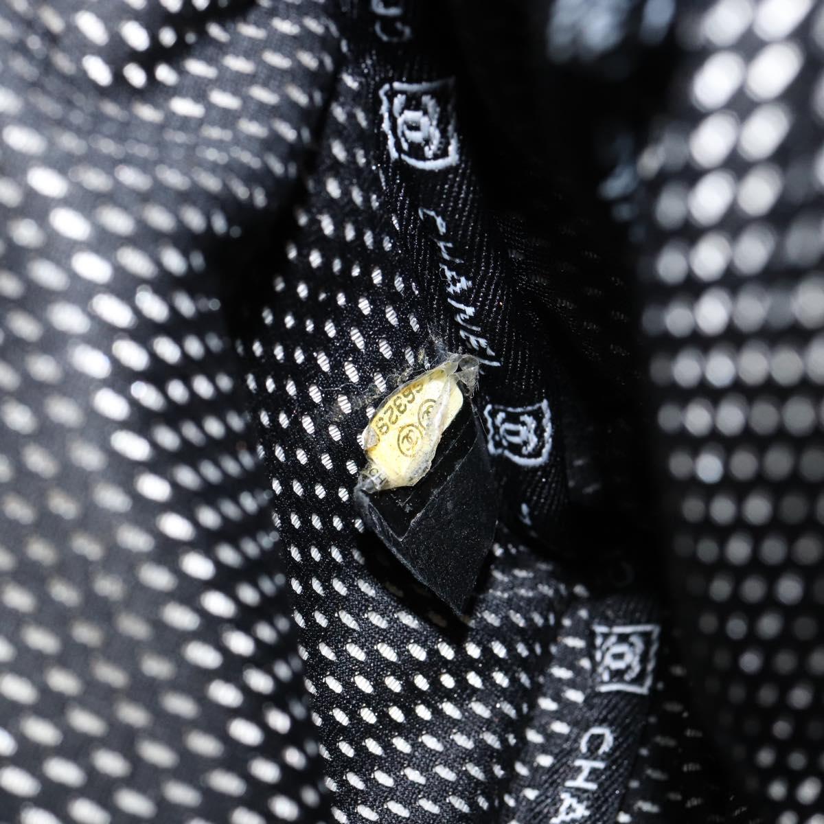 CHANEL Sports Line Shoulder Bag Patent leather Silver Black CC Auth ka387