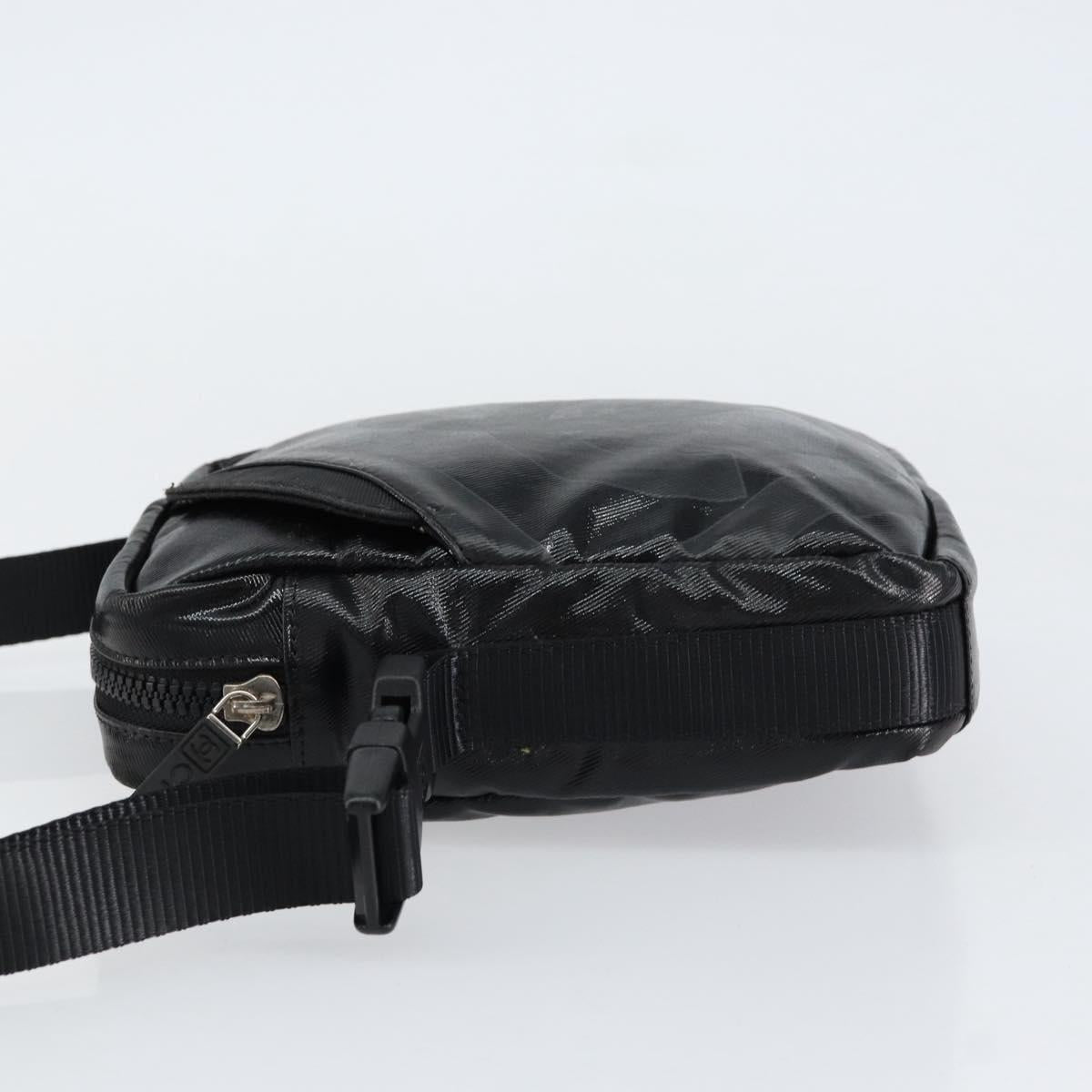 CHANEL Sports Line Shoulder Bag Patent leather Silver Black CC Auth ka387