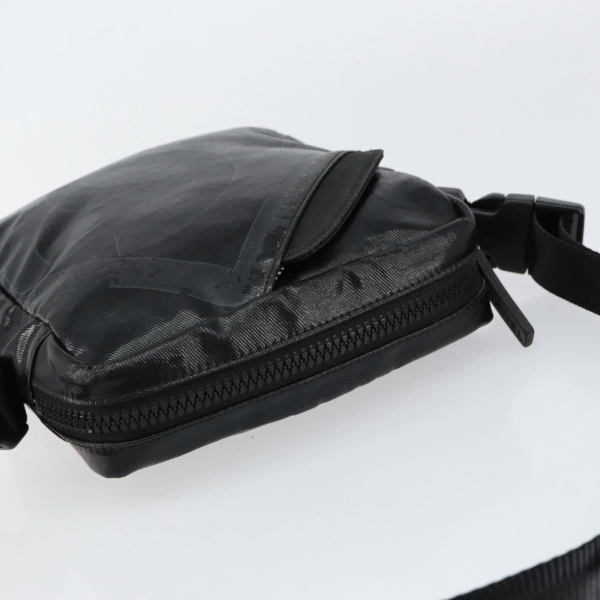 CHANEL Sports Line Shoulder Bag Patent leather Silver Black CC Auth ka387