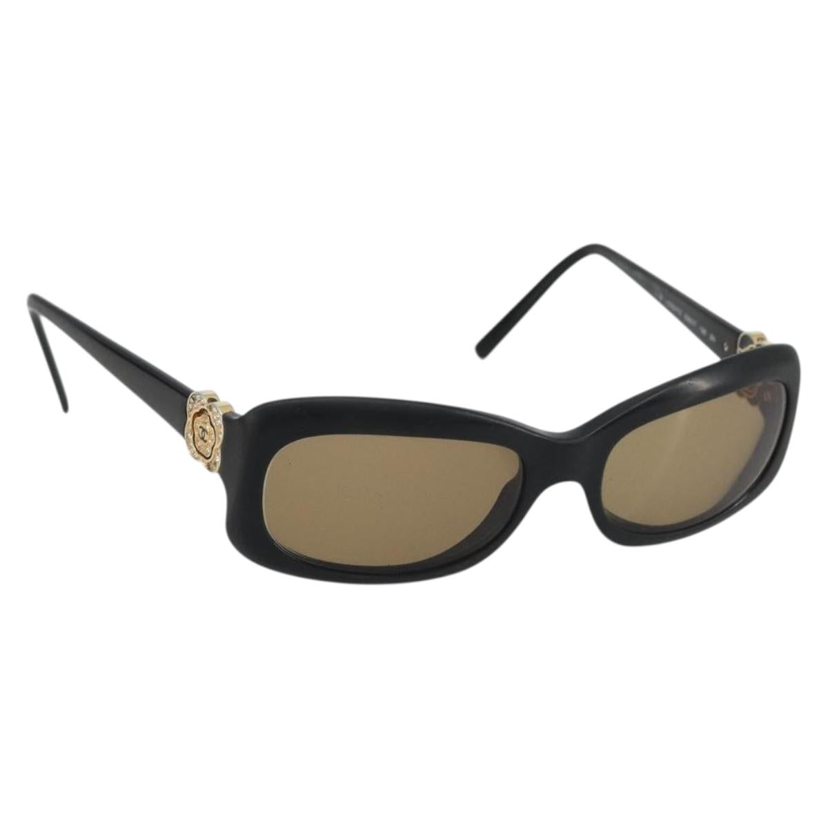CHANEL Sunglasses plastic Black CC Auth ka3897