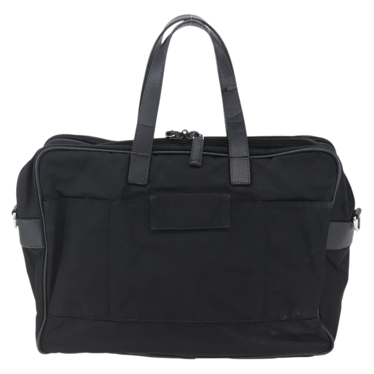 PRADA Business Bag Nylon Black Silver Auth ka390