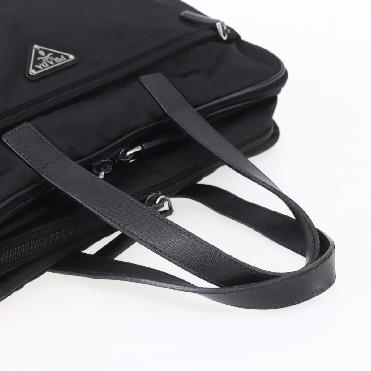 PRADA Business Bag Nylon Black Silver Auth ka390