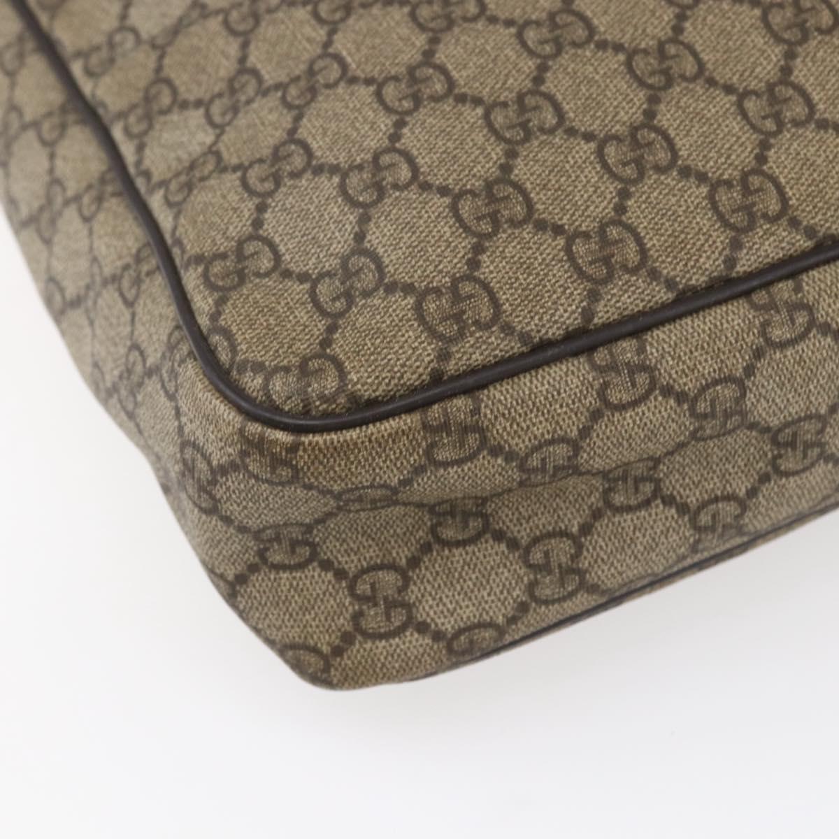 GUCCI GG Supreme Shoulder Bag PVC Brown Gold 201448 Auth ka392