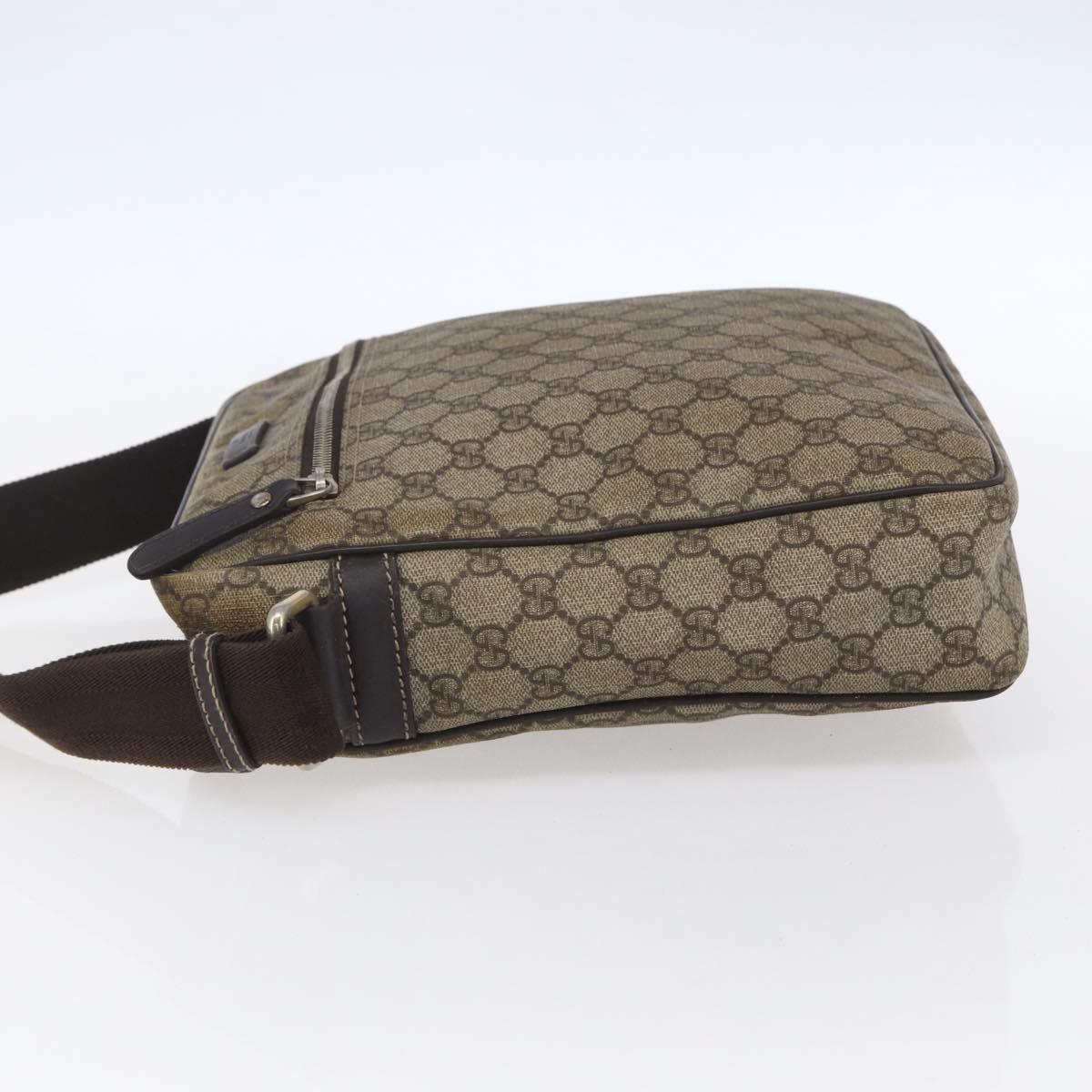 GUCCI GG Supreme Shoulder Bag PVC Brown Gold 201448 Auth ka392