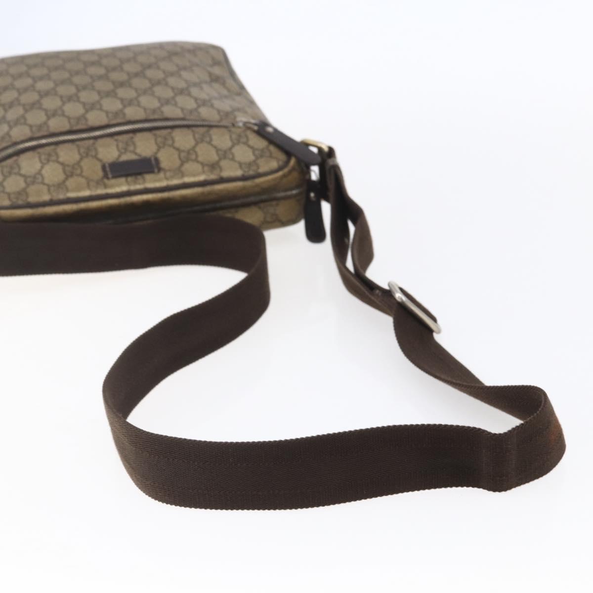 GUCCI GG Supreme Shoulder Bag PVC Brown Gold 201448 Auth ka392