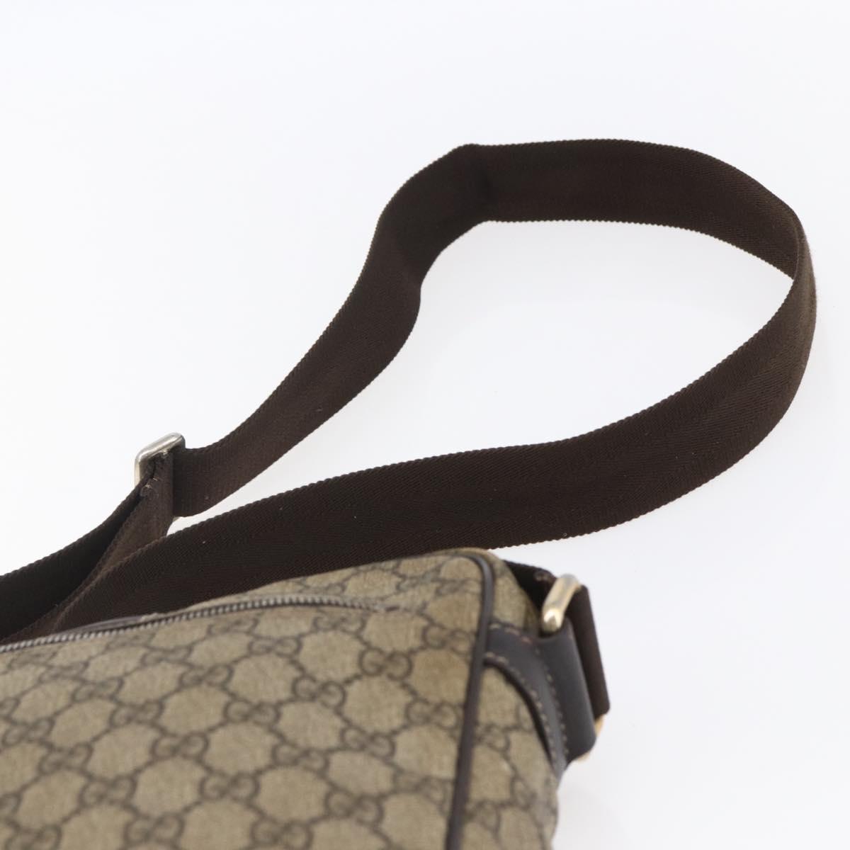 GUCCI GG Supreme Shoulder Bag PVC Brown Gold 201448 Auth ka392