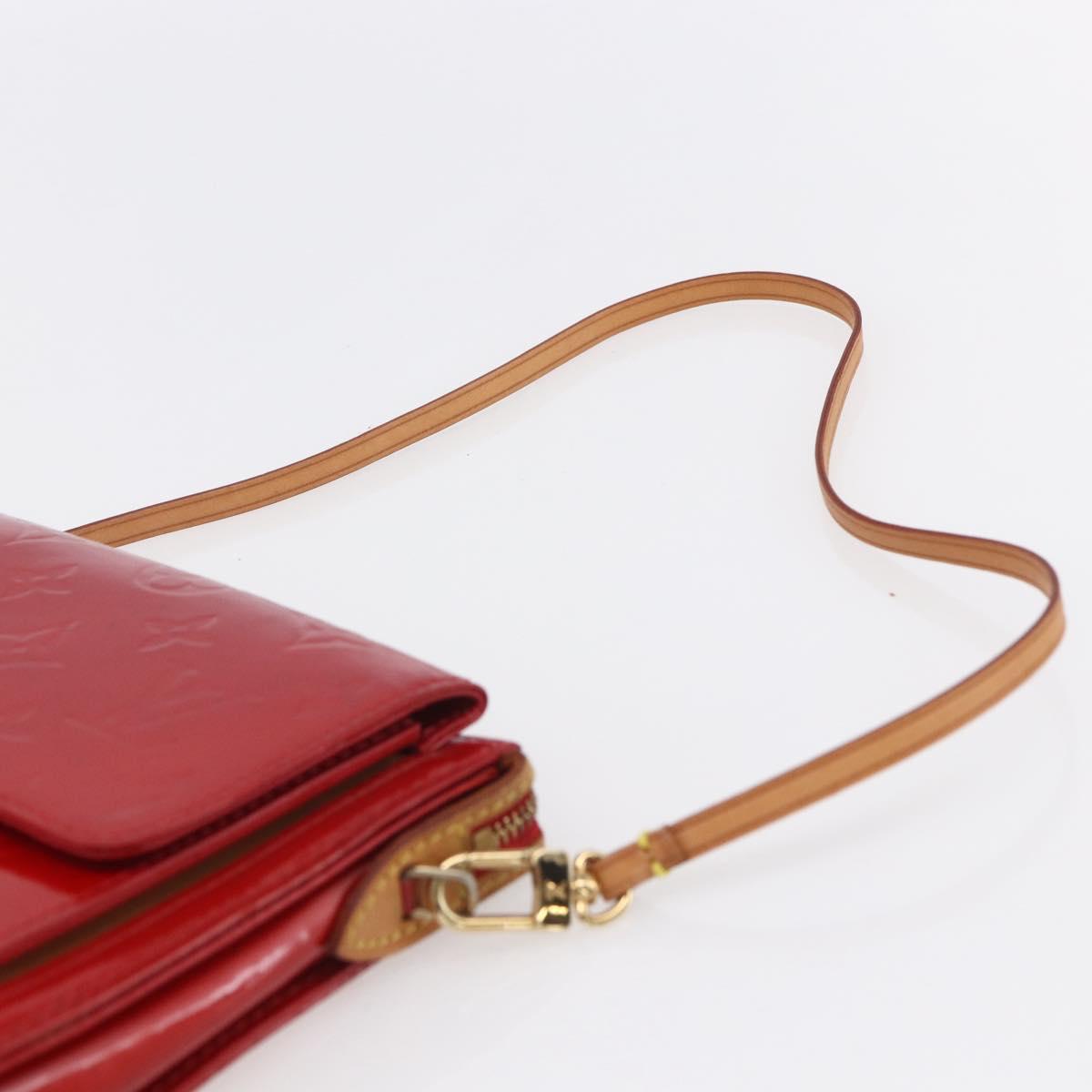 LOUIS VUITTON Monogram Vernis Motto Accessory Pouch Red M91137 LV Auth ka393