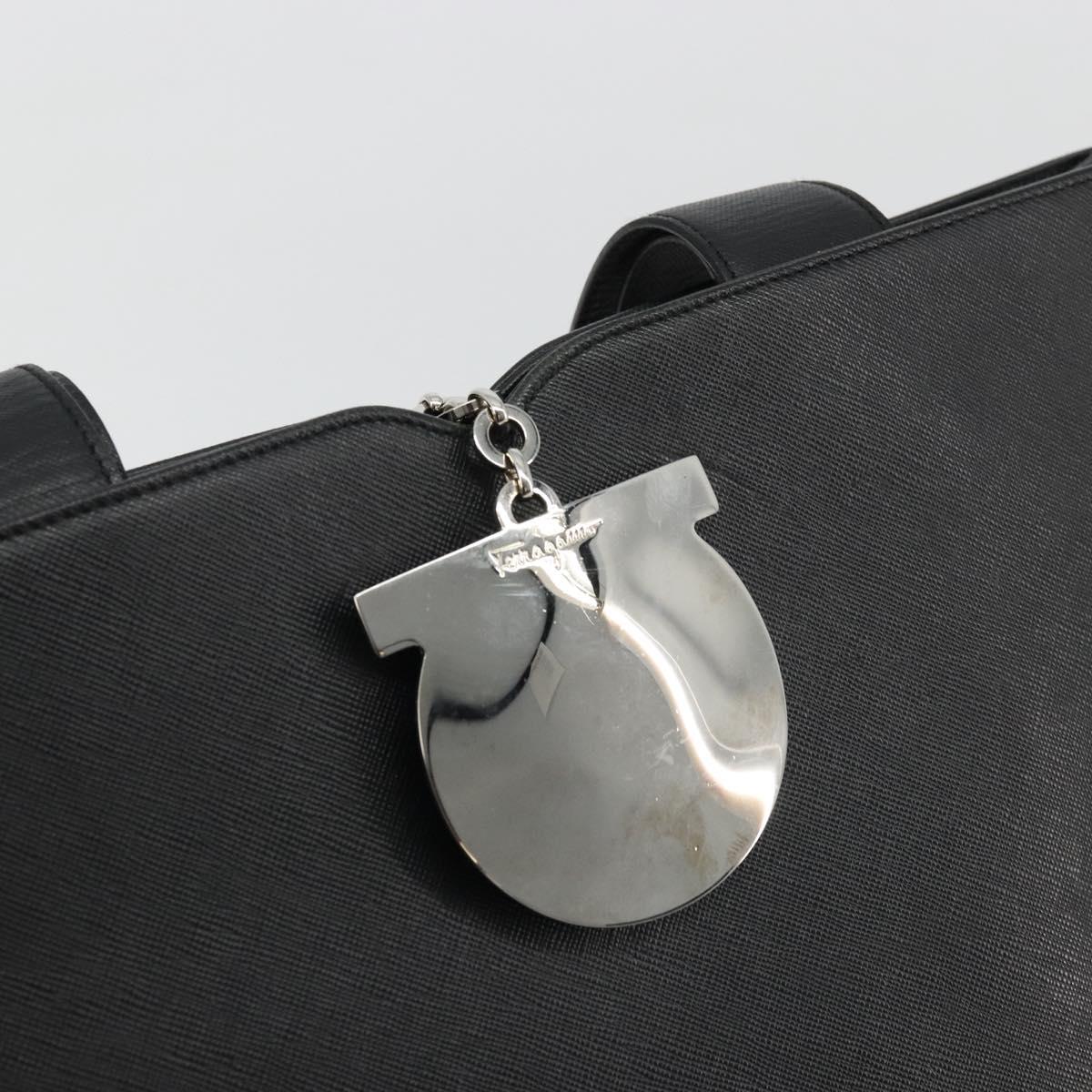 Salvatore Ferragamo Tote Bag Leather Black Silver Auth ka3949