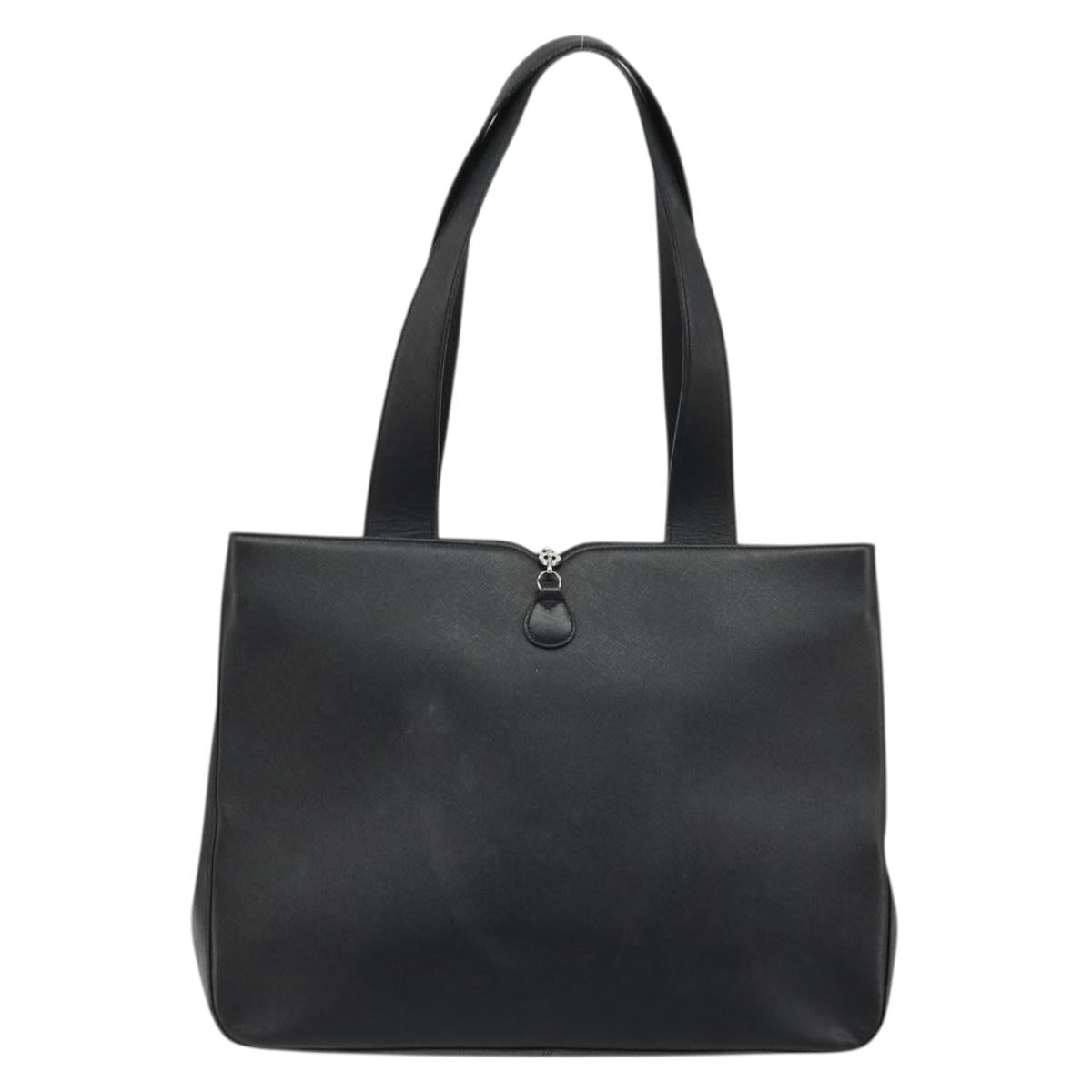 Salvatore Ferragamo Tote Bag Leather Black Silver Auth ka3949