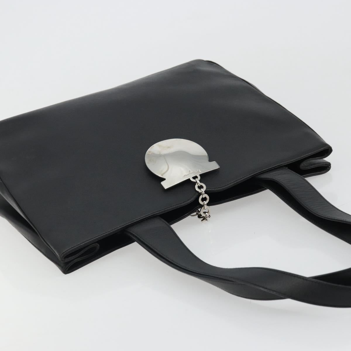 Salvatore Ferragamo Tote Bag Leather Black Silver Auth ka3949