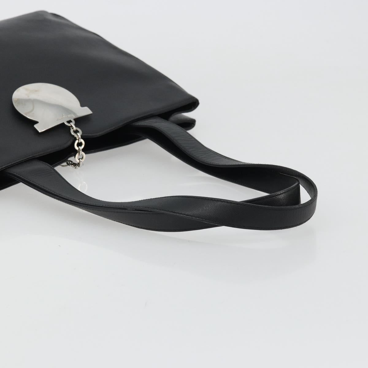 Salvatore Ferragamo Tote Bag Leather Black Silver Auth ka3949