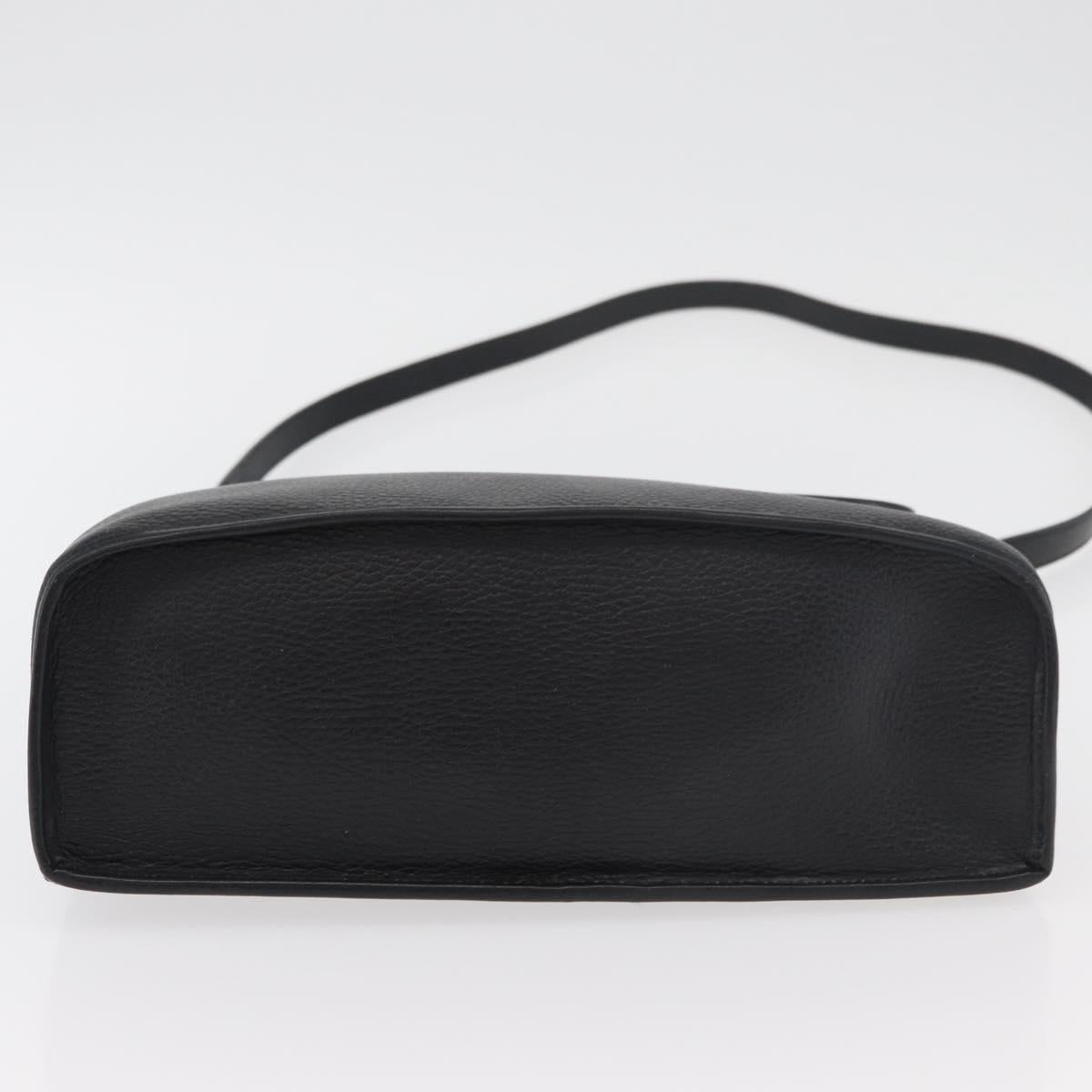 Christian Dior Hand Bag Leather 2way Black Gold Auth ka3950