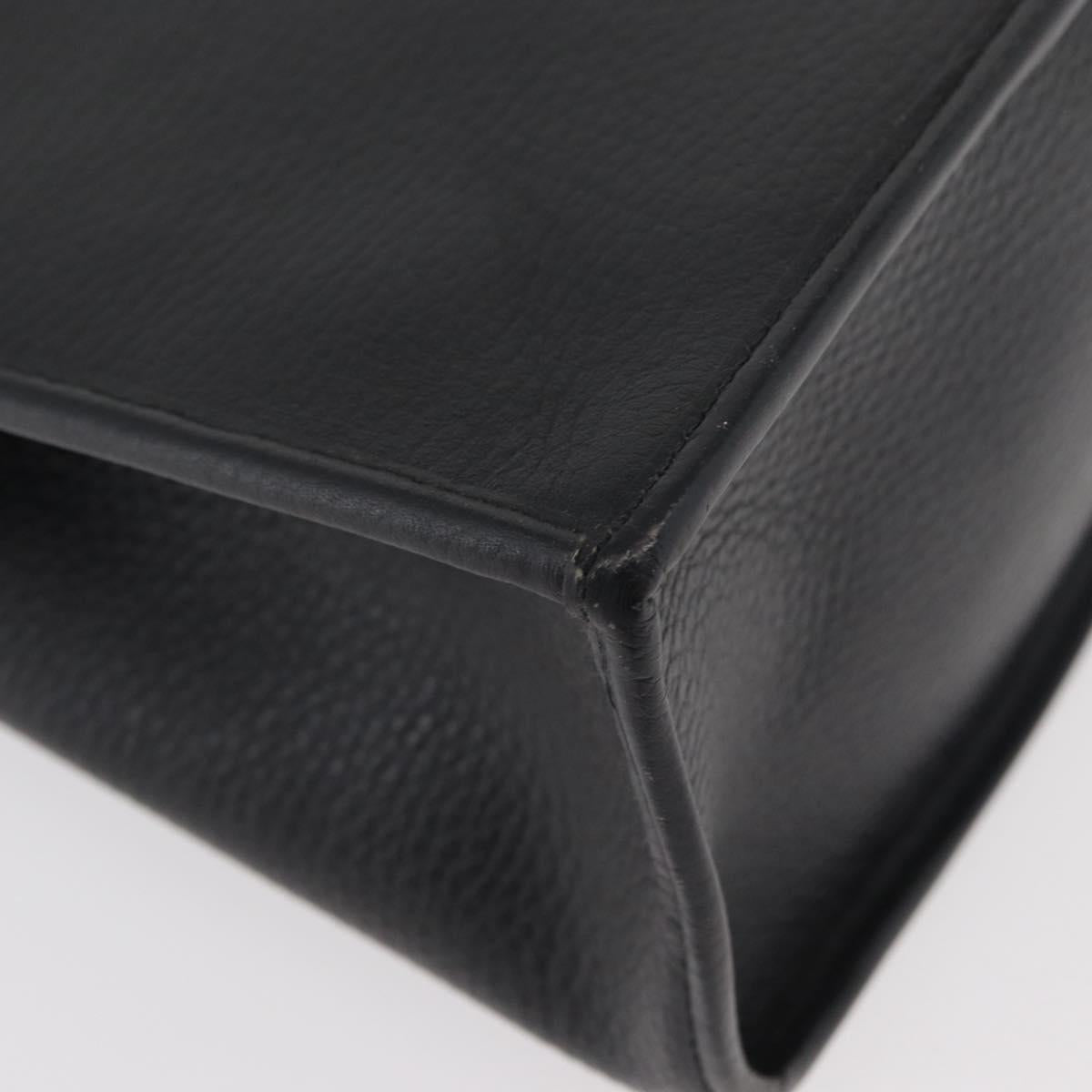 Christian Dior Hand Bag Leather 2way Black Gold Auth ka3950