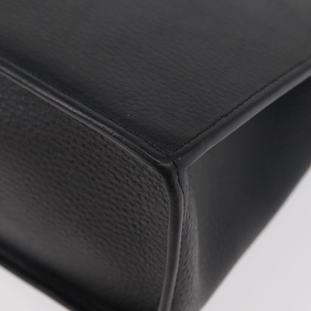 Christian Dior Hand Bag Leather 2way Black Gold Auth ka3950