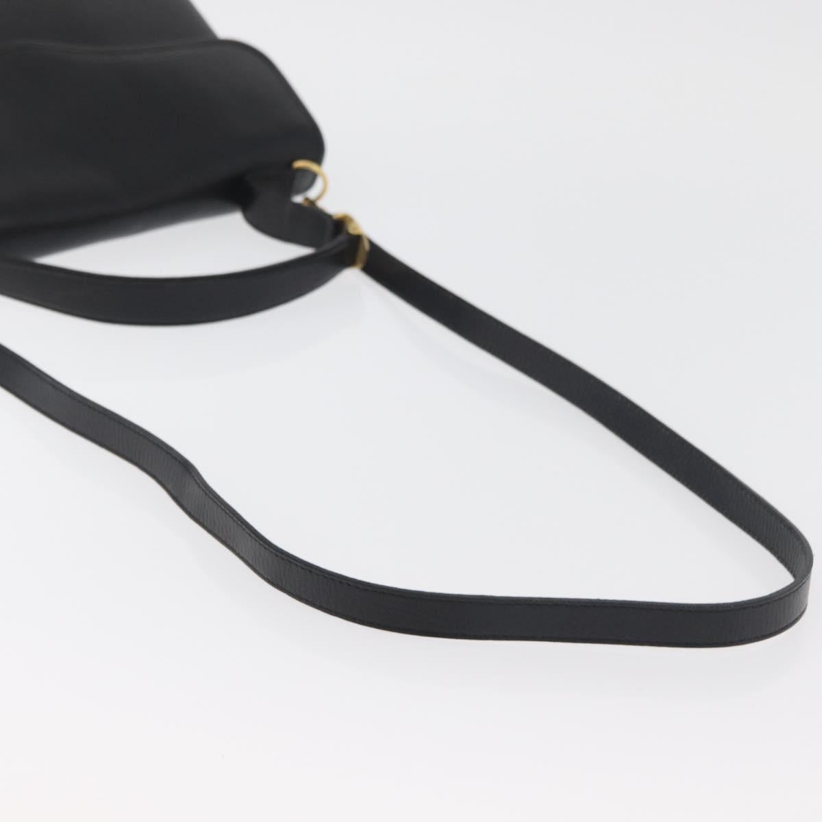 Christian Dior Hand Bag Leather 2way Black Gold Auth ka3950