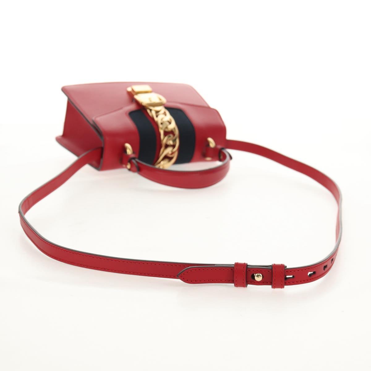 GUCCI Silvi Sherry Line Hand Bag Leather 3way Red Gold 470270 Auth ka395AV