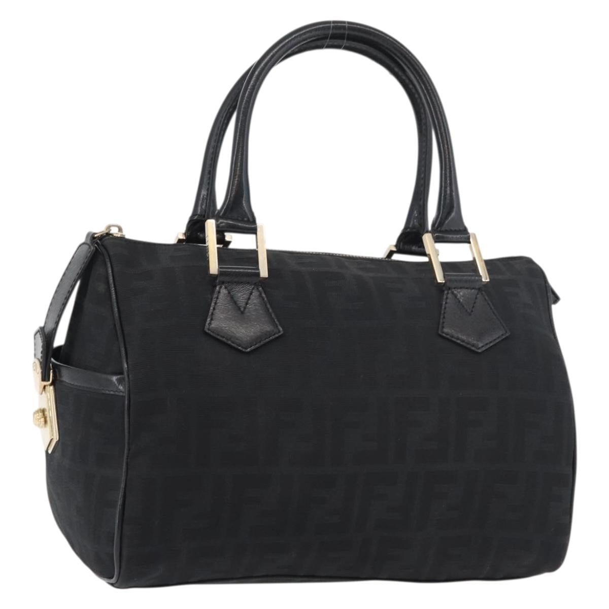 FENDI Zucca Canvas Hand Bag Black Gold Auth ka3961