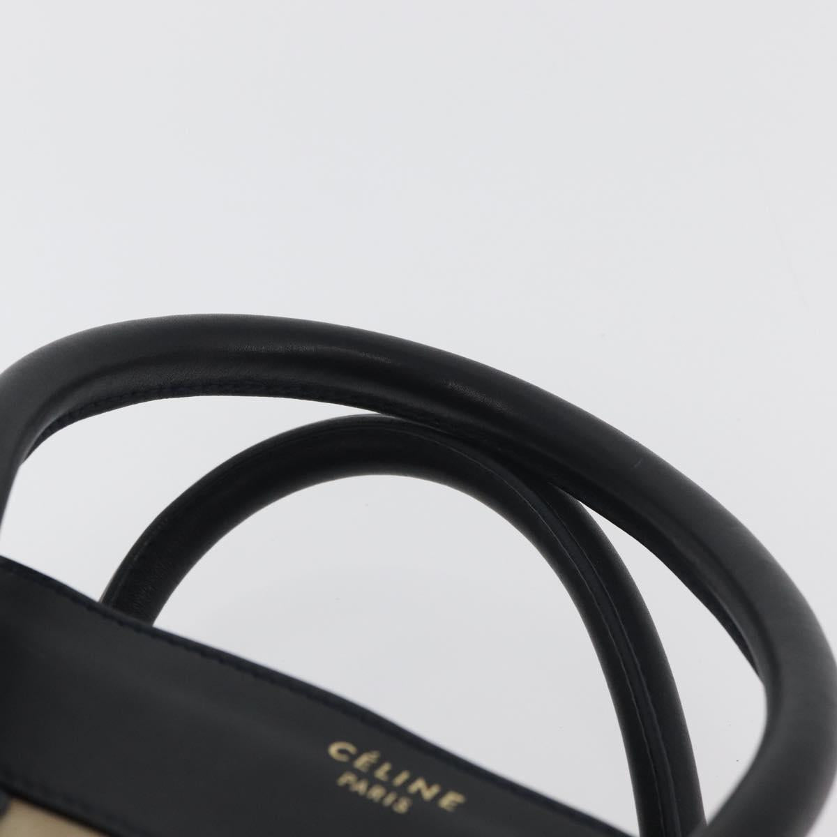 CELINE Luggage Medium Hand Bag Suede Leather Beige Gold black Auth ka3972A
