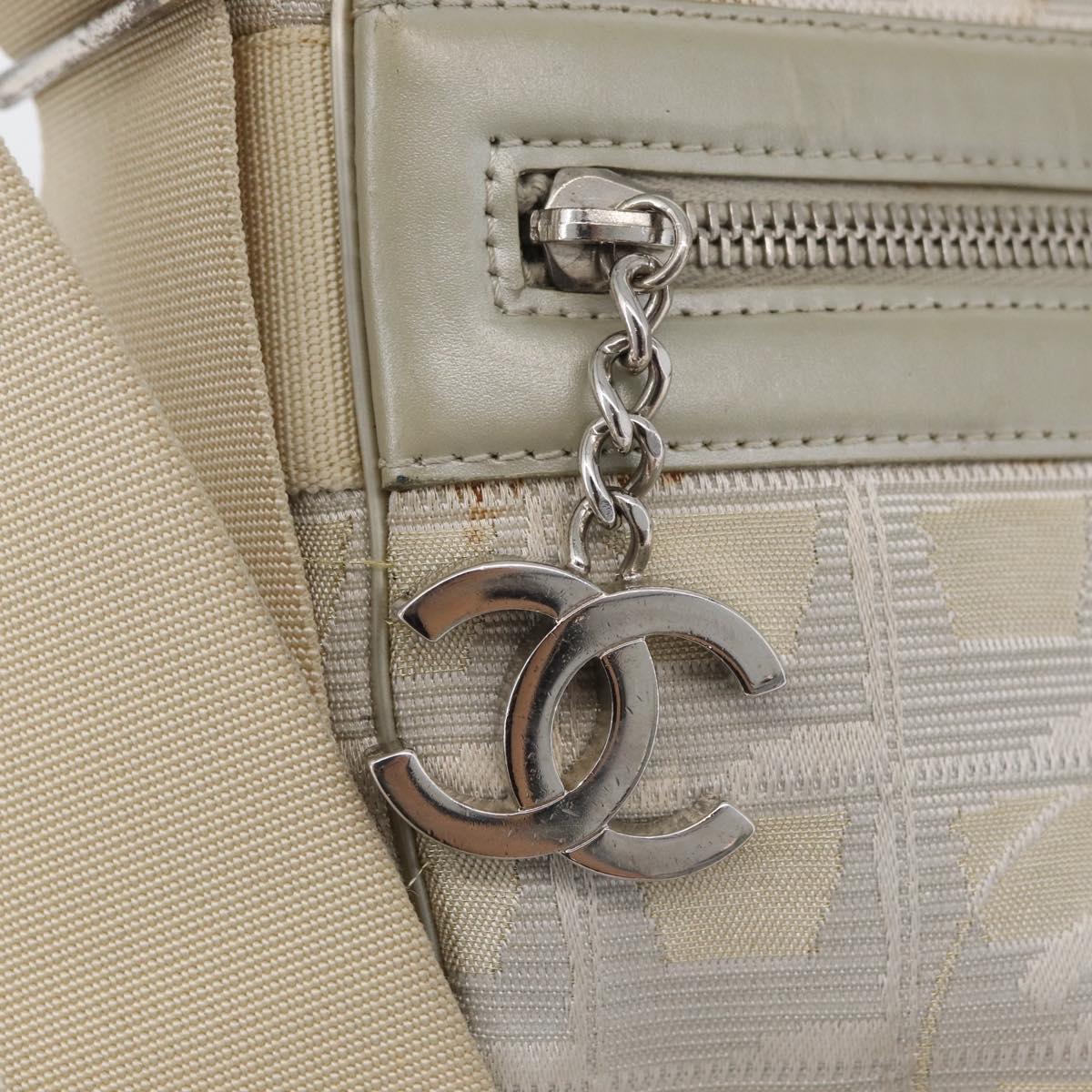 CHANEL New Travel line Shoulder Bag Nylon Beige CC Auth ka3980A