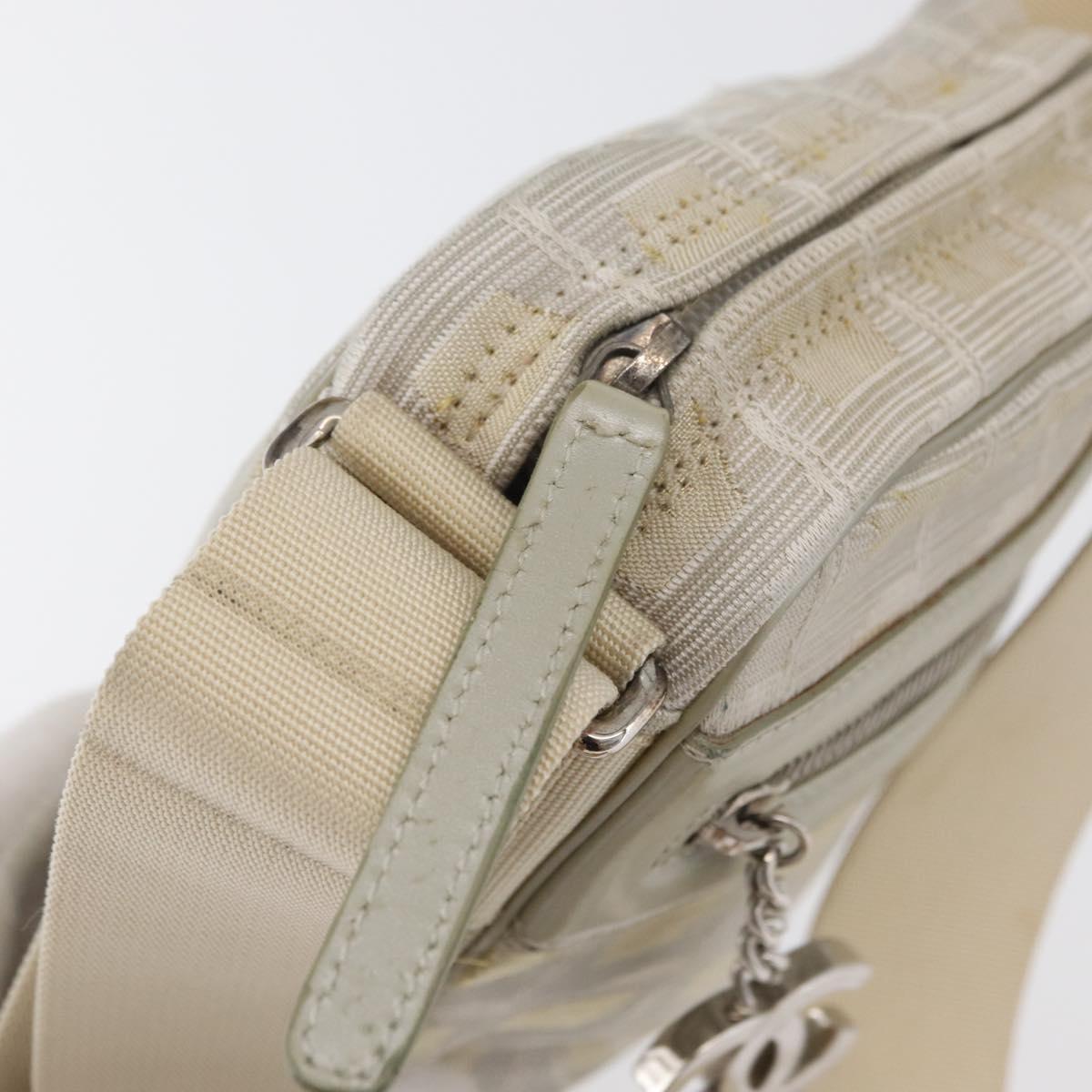 CHANEL New Travel line Shoulder Bag Nylon Beige CC Auth ka3980A