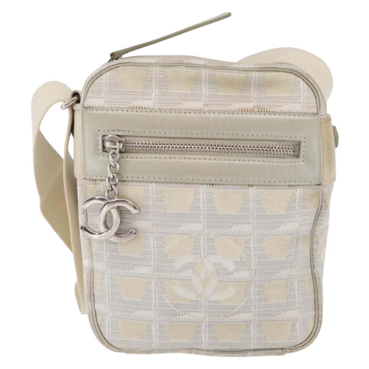 CHANEL New Travel line Shoulder Bag Nylon Beige CC Auth ka3980A