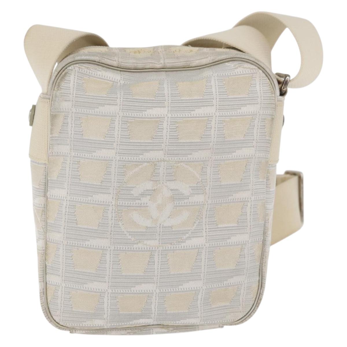 CHANEL New Travel line Shoulder Bag Nylon Beige CC Auth ka3980A