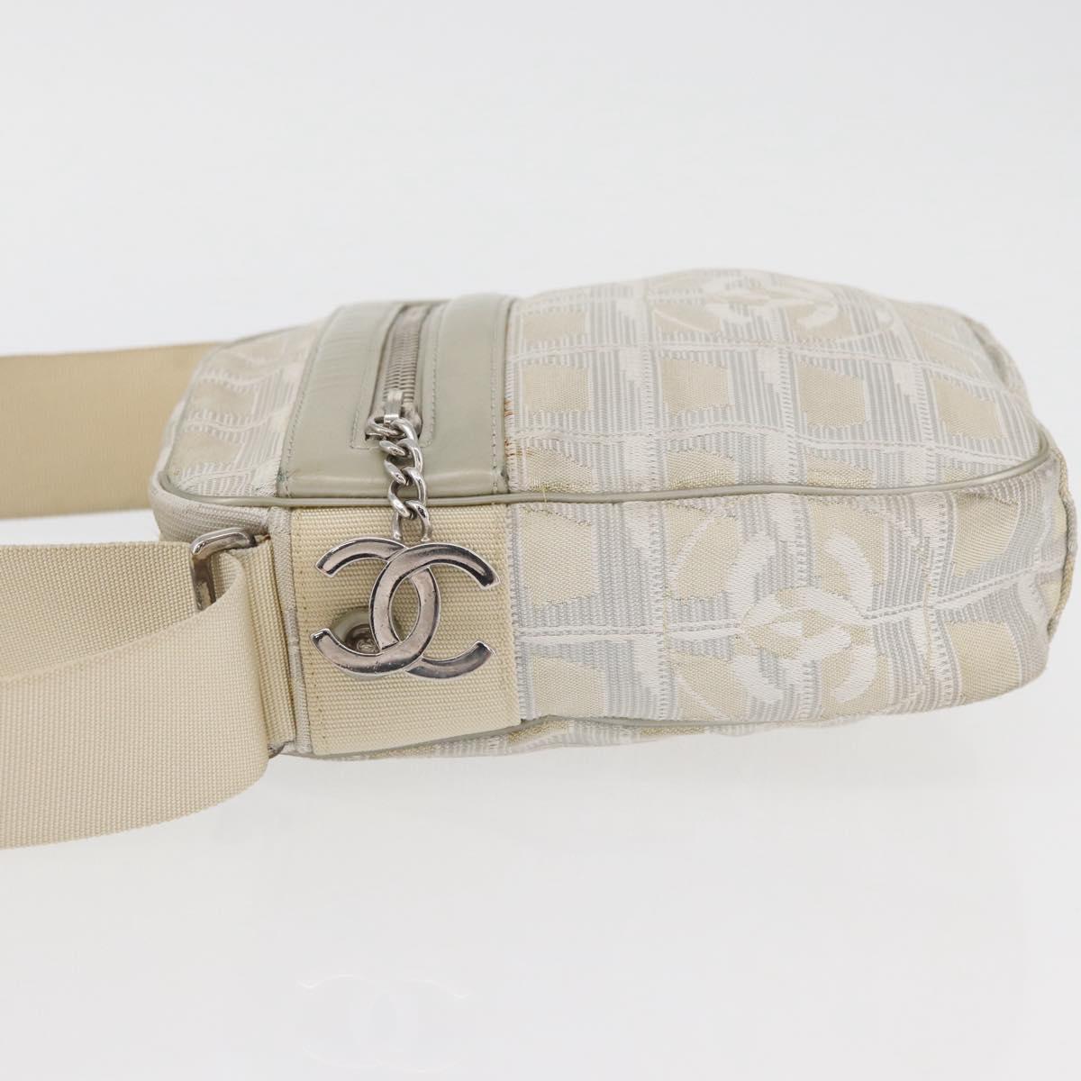 CHANEL New Travel line Shoulder Bag Nylon Beige CC Auth ka3980A