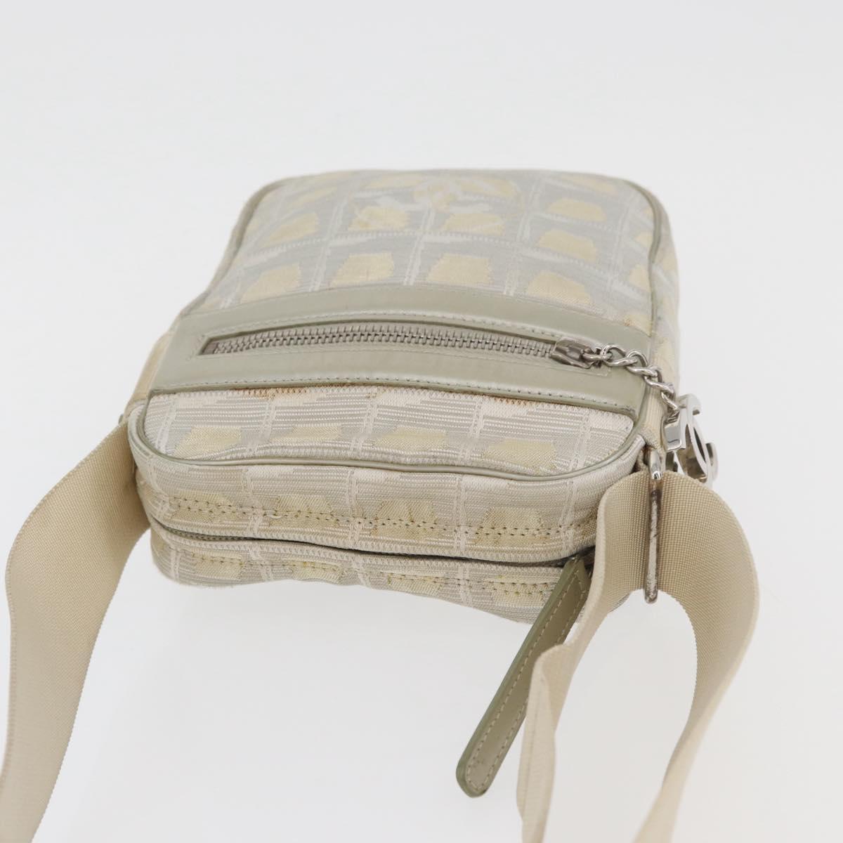 CHANEL New Travel line Shoulder Bag Nylon Beige CC Auth ka3980A