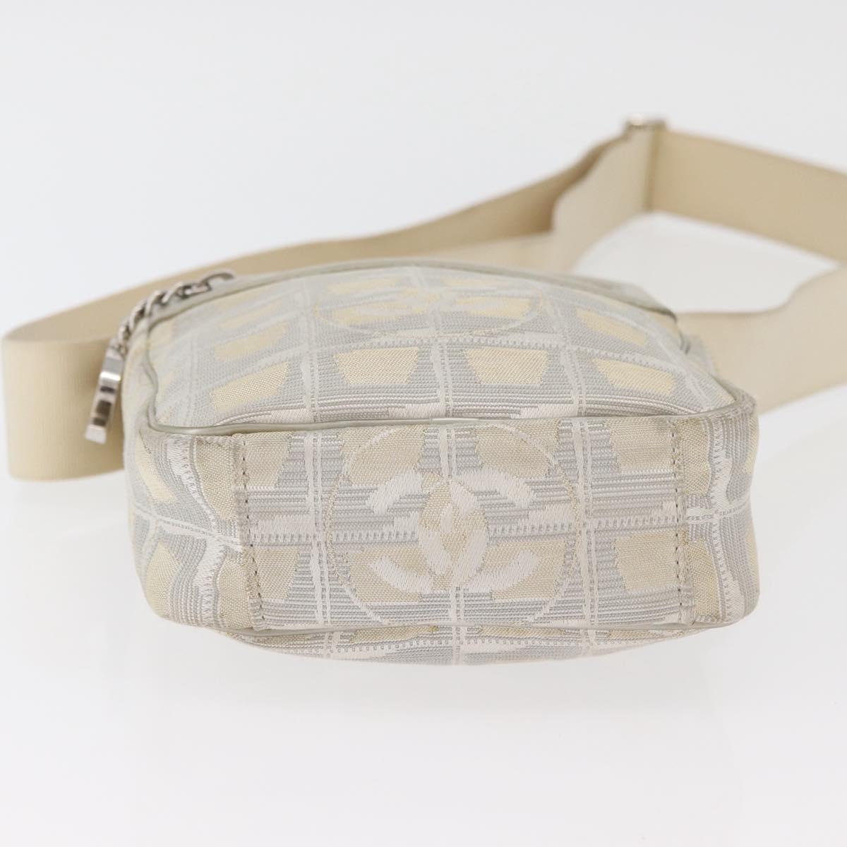 CHANEL New Travel line Shoulder Bag Nylon Beige CC Auth ka3980A