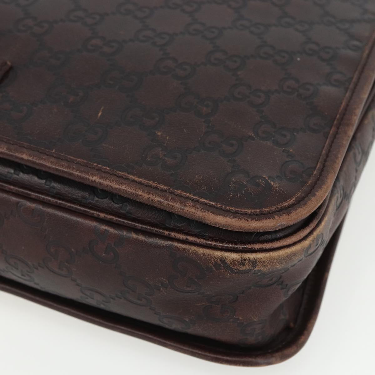 GUCCI Guccissima GG Canvas Abbey Shoulder Bag Brown Silver 145844 Auth ka403