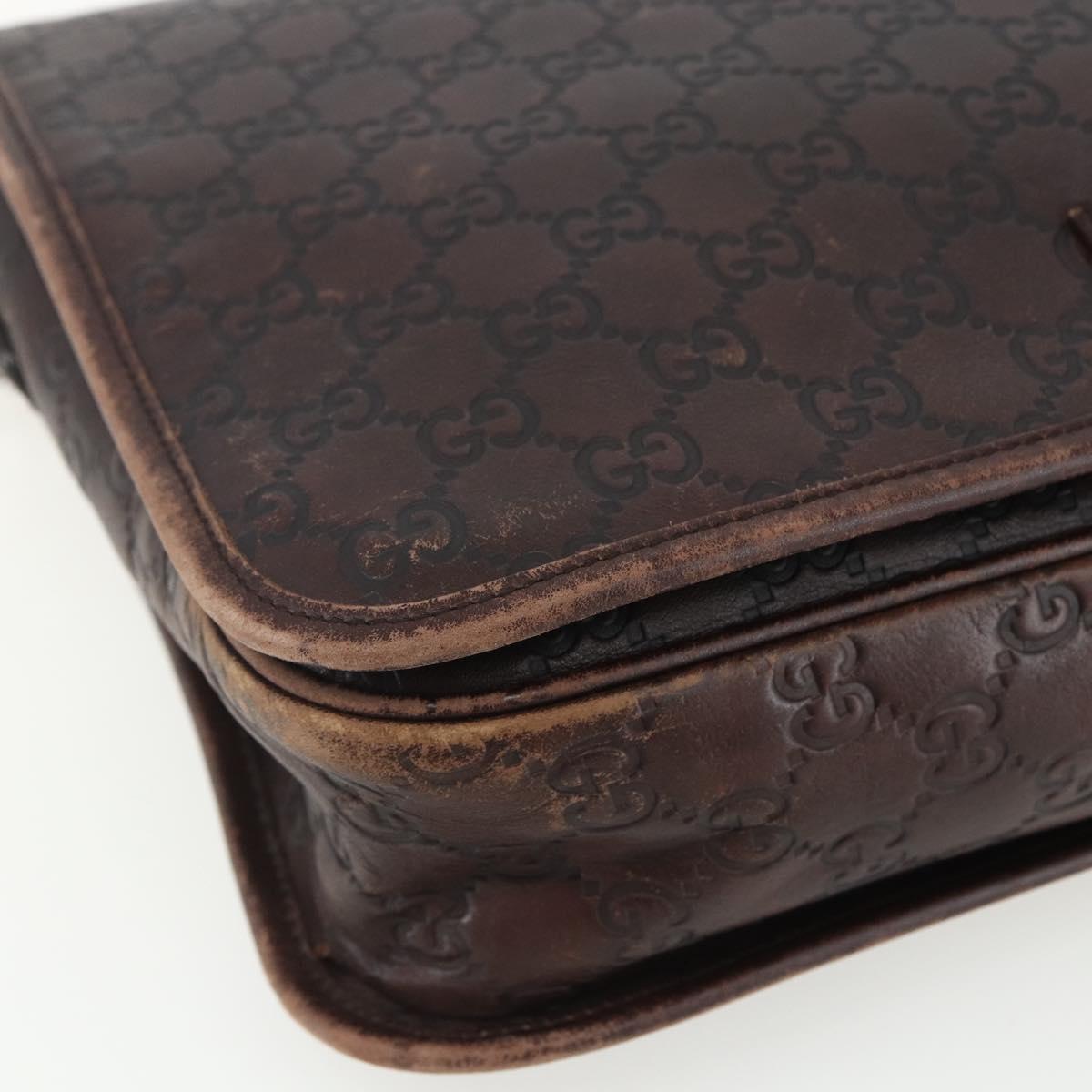 GUCCI Guccissima GG Canvas Abbey Shoulder Bag Brown Silver 145844 Auth ka403