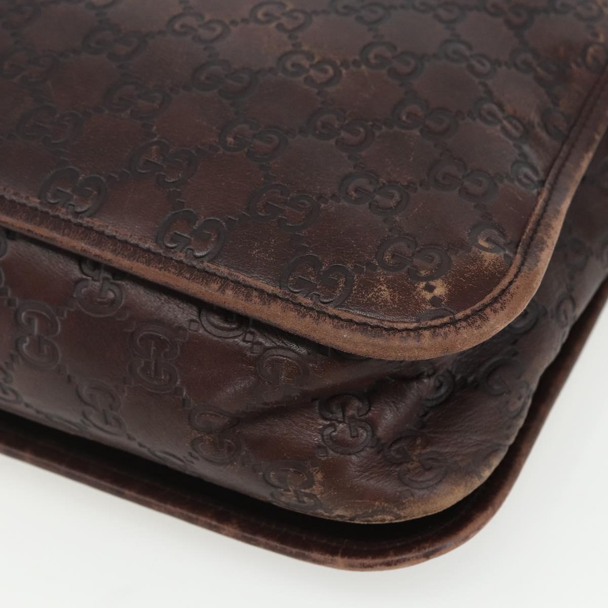 GUCCI Guccissima GG Canvas Abbey Shoulder Bag Brown Silver 145844 Auth ka403