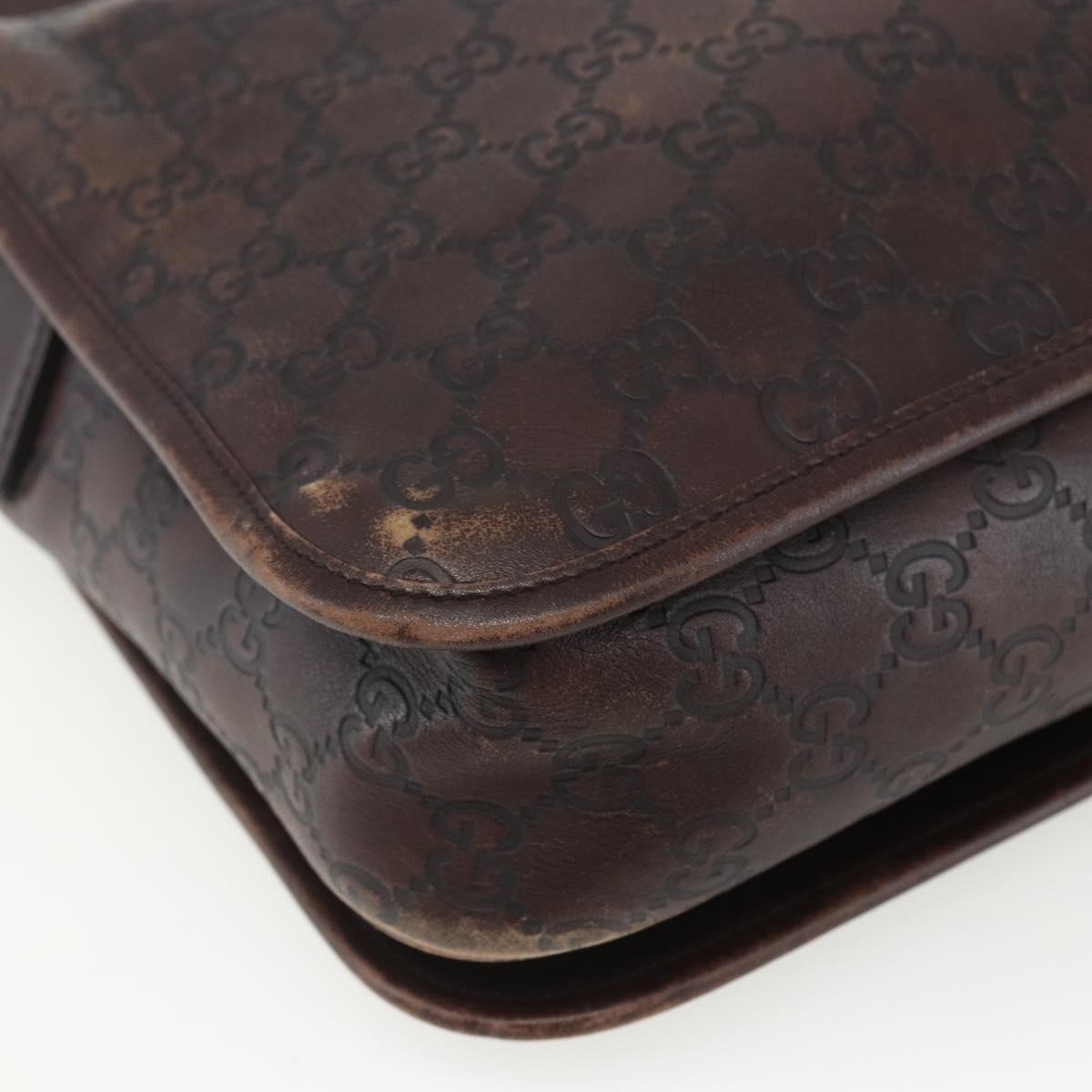 GUCCI Guccissima GG Canvas Abbey Shoulder Bag Brown Silver 145844 Auth ka403