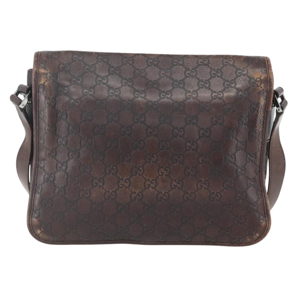 GUCCI Guccissima GG Canvas Abbey Shoulder Bag Brown Silver 145844 Auth ka403