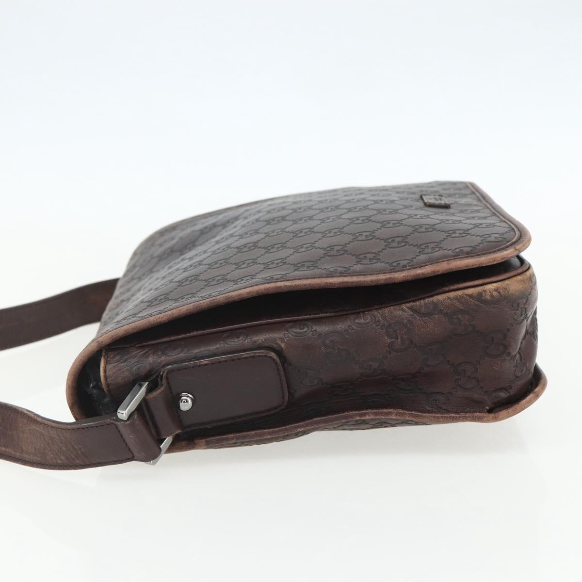 GUCCI Guccissima GG Canvas Abbey Shoulder Bag Brown Silver 145844 Auth ka403