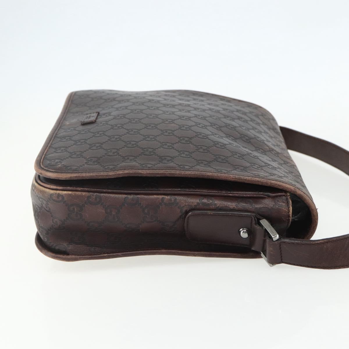 GUCCI Guccissima GG Canvas Abbey Shoulder Bag Brown Silver 145844 Auth ka403