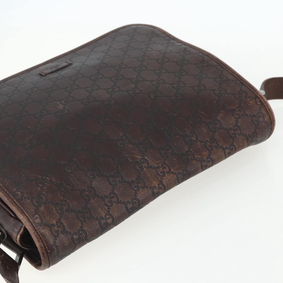 GUCCI Guccissima GG Canvas Abbey Shoulder Bag Brown Silver 145844 Auth ka403