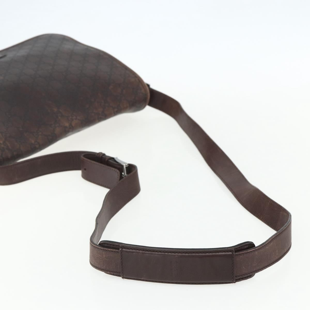 GUCCI Guccissima GG Canvas Abbey Shoulder Bag Brown Silver 145844 Auth ka403