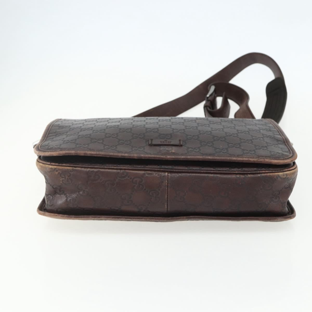 GUCCI Guccissima GG Canvas Abbey Shoulder Bag Brown Silver 145844 Auth ka403