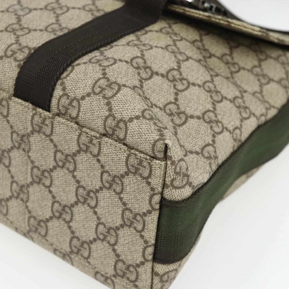 GUCCI GG Supreme Shoulder Bag PVC Beige Silver 122373 Auth ka4034A