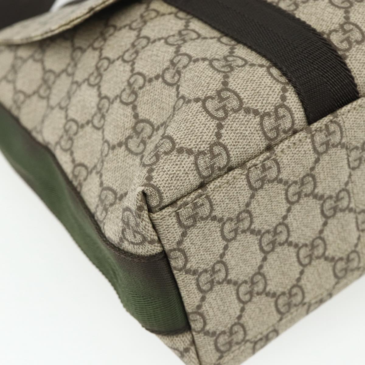 GUCCI GG Supreme Shoulder Bag PVC Beige Silver 122373 Auth ka4034A