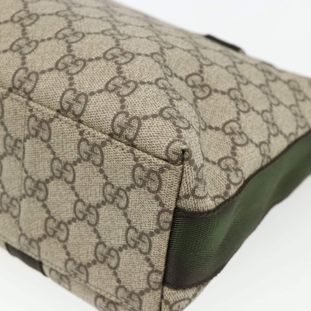 GUCCI GG Supreme Shoulder Bag PVC Beige Silver 122373 Auth ka4034A