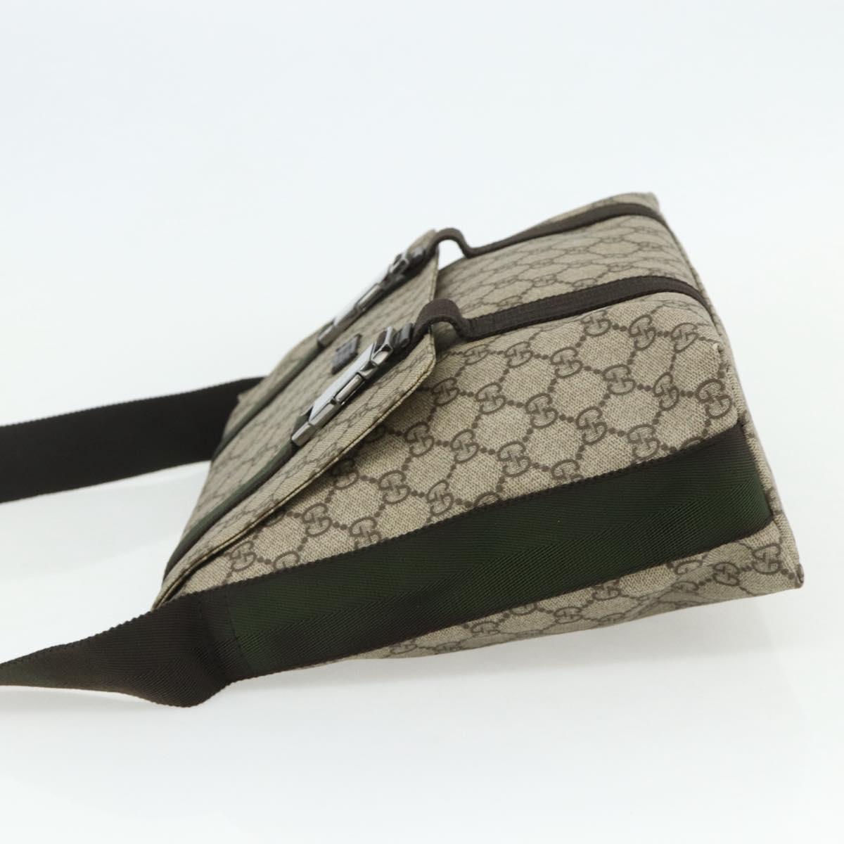 GUCCI GG Supreme Shoulder Bag PVC Beige Silver 122373 Auth ka4034A
