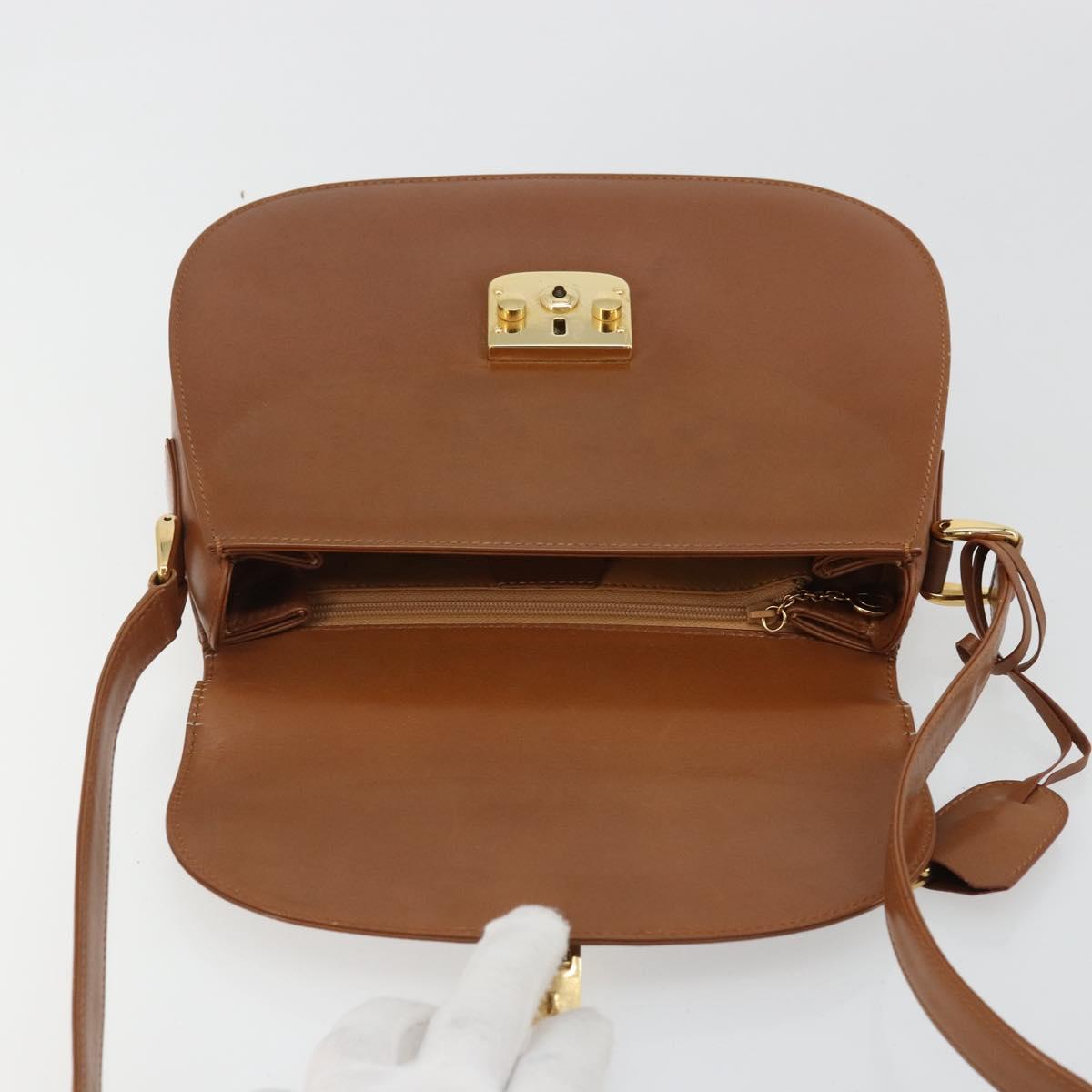 GUCCI Ready Lock Shoulder Bag Leather Brown Gold 001 46 1469 Auth ka4039A